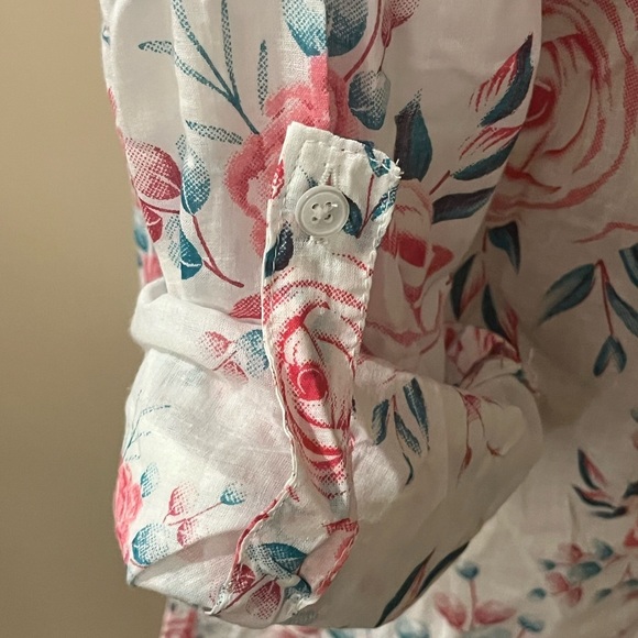 The Nu Vintage White & Pink Floral Button Up Western Style Blouse, size Medium - Picture 6 of 9